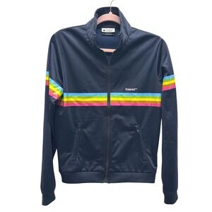 Polaroid Classic Factory Jacket Full Zip Navy Rainbow Stripe Track Jacket Size S